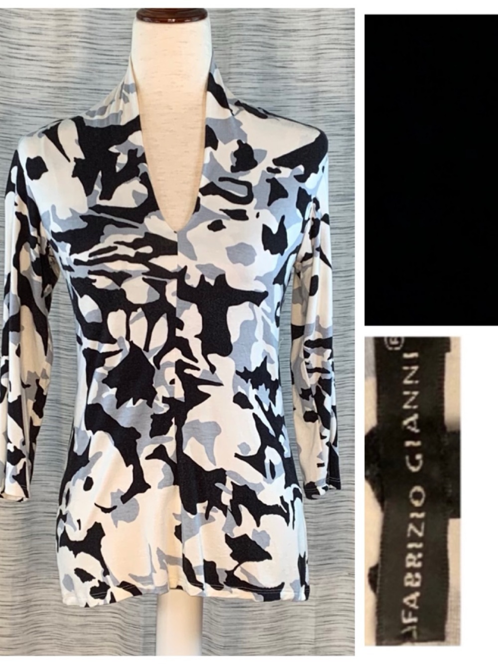 Fabrizio Gianni long 3/4 sleeved floral Camo top.